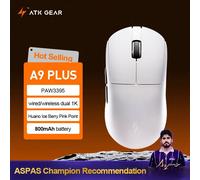 (A9 Plus-White) ATK Dragonfly A9 souris de jeu e-sports Ultra sans fil Ultra-légère Tri-mode double souris ergonomique 8K A9 Plus PAW3395/3950