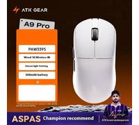 (A9 Pro White) ATK A9 souris de jeu Ultra sans fil Tri Mode 8K 53g léger A9/A9 S 9 Plus/A9 Pro souris de jeu e-sports PC cadeau personnalisé.