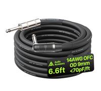 AA AUDIO ACCESSORY Câble de haut-parleur 14 AWG 1/4 2 m, 2 conducteurs non | Design à angle droit, connecteur Neutrik REAN, renforcé en Kevlar 99,99 % OFC, câble de haut-parleur d'ampli de guitare pour