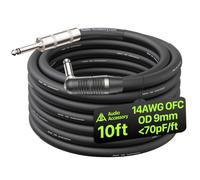 AA AUDIO ACCESSORY Câble de haut-parleur 14 AWG 1/4 3 m, non blindé à 2 | Design à angle droit, connecteur Neutrik REAN, renforcé en Kevlar 99,99 % OFC, câble de haut-parleur d'ampli de guitare pour