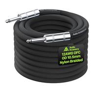 AA AUDIO ACCESSORY Câble de haut-parleur OFC 12 AWG 0,63 cm 15,2 m en nylon tressé, renforcé en Kevlar, design silencieux triple (2 OFC & Al-Foil) blindé pour guitare Marshall Boss Cab&Head