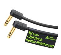 AA AUDIO ACCESSORY Câble patch TRS 45,7 cm - Ruban plat plaqué or - Pour guitare stéréo - Intégré pour durer - Quad-couche blindé - Câble de pédale TRS renforcé en Kevlar pour Boss MXR EBS Behringer