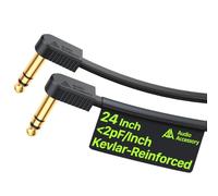 AA AUDIO ACCESSORY Câble patch TRS 61 cm - Ruban plat plaqué or - Pour guitare stéréo - Intégré pour durer - Quad-couche blindé - Câble de pédale TRS renforcé en Kevlar pour Boss MXR EBS Behringer