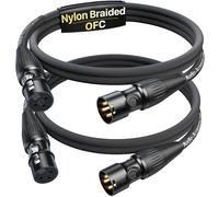 AA AUDIO ACCESSORY Cables XLR courts 1m (2 pièces) connecteurs 3 broches plaqués or Rean-Neutrik, micro XLR mâle/femelle équilibré, renforcé kevlar, tressé nylon, blindé OFC, compatible Shure