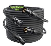 AA AUDIO ACCESSORY Cables XLR courts 6m (2 pièces) connecteurs 3 broches plaqués or Rean-Neutrik, micro XLR mâle/femelle équilibré, renforcé kevlar, tressé nylon, blindé 21 AWG OFC, compatible Shure