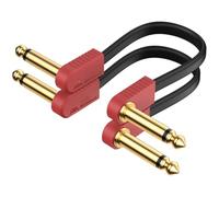 AA AUDIO ACCESSORY Lot de 2 câbles de raccordement renforcés en Kevlar de 10,2 cm, intégrés pour durer, sans bruit, blindés, ruban plat plaqué or, pour pédale de guitare BOSS, MXR, EBS, Behringer