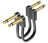AA AUDIO ACCESSORY Lot de 2 câbles patch renforcés en Kevlar pour guitare - 15 cm - Durable - Sans bruit - 4 blindages - Plaqué or - Pour pédales BOSS, MXR, EBS, Behringer