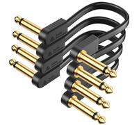 AA AUDIO ACCESSORY Lot de 4 câbles de raccordement pour guitare de 15,2 cm, ruban plat plaqué or, câble de pédale ultra compact renforcé en Kevlar de 1/4, 100 % blindé OFC, maximise l'espace du