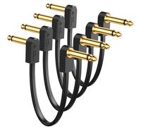 AA AUDIO ACCESSORY Lot de 4 câbles de raccordement pour guitare de 5,1 cm, câbles plats plaqués or, câble de pédale ultra compact renforcé en Kevlar 1/4, 100 % blindé OFC, maximise l'espace du