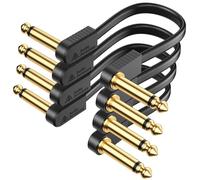 AA AUDIO ACCESSORY Lot de 4 câbles de raccordement renforcés Kevlar de 15 cm pour guitare - Intégrés pour durer - Faible bruit - Quad-couche blindé - Ruban plat plaqué or - Pour pédale de guitare Boss