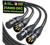 AA AUDIO ACCESSORY Neutrik REAN - Lot de 2 câbles XLR de 3 m, connecteurs à broches dorées, nylon tressé renforcé Kevlar, câble de microphone XLR équilibré double blindage AL et OFC pour Shure