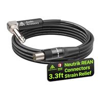 AA AUDIO ACCESSORY Neutrik REAN TA4F Câble pour guitare sans fil Shure 1 m | Collier de verrouillage à 4 broches Mini XLR vers cordon 1/4 à angle droit pour système de guitare sans fil Shure