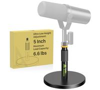 AA AUDIO ACCESSORY Pied de micro court réglable de 12,7 cm, capacité de charge de 3 kg, table de bureau entièrement en métal pour Shure SM7B SM7dB MV7+ MV7X MV6, Fifine Yeti Rode PodMic MAONO