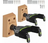 AA AUDIO ACCESSORY Support Guitare Mural Verrouillage Auto (Lot de 2), Base Renforcée 4 Vis pour Basse Lourde, Électrique et Acoustique, Surface Velours Doux Protège Laque Nitro