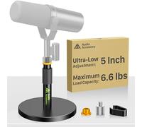 AA AUDIO ACCESSORY Support pour microphone de bureau court, Ultra bas 12,7 cm réglable, capacité de charge 3 kg, support de table pour microphone de bureau tout métal pour Shure SM7B SM7dB MV7+ MV7X