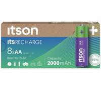 AA piles rechargeables, lot de 8, capacité Min. 2000 mAh, pré-chargées, emballage à 95% de matériaux recyclés, made in Japan, idéales pour télécommandes, torches, horloges