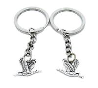 AA4615 Porte-clés en forme d'oie sauvage Argenté vieilli Antique Silver