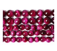 AAA Lot de 90 perles rondes naturelles en agate œil de tigre rouge rose pour la fabrication de bijoux - Perles semi-précieuses - 4 mm - 4 mm (pierre œil de tigre rose rouge, 4 mm)