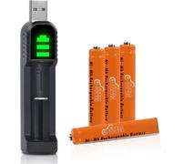 AAAA, 4 PCS Rechargeable NI-MH AAAA 500 mAh Batteries for Surface Pen/Touch Pen/Google Pixebook Pen/Toothbrush/Mouse and USB Charger for AA AAA AAA AAA