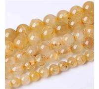 AAAAA Lot de 30 à 32 perles en quartz naturel topazes en cristal pour la fabrication de bijoux, colliers, bracelets, dorés, rutilés de 12 mm