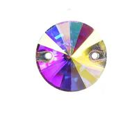 AAAAA Strass biseautés en verre à coudre pour robe de mariée, décoration, fabrication de bijoux Rivoli - 14 mm - 35 pièces Strass AB