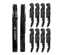 AAABOX 10 pièces Limonadier Lot,Tire Bouchon Sommelier Professionnel,Ouvre Bouteille de Vin,Couteaux en Acier Inoxydable avec DéCapsuleur et Coupe-Capsule(Noir)