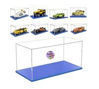 AAABOX 35x15x15 Transparent Plexiglas Vitrine Voiture 1/18 Antipoussière | pour Lego 10282 40499 42122 10271 42151 42161 42138 42153 42165 42169 42173 42184 42196 42204,Base Bleue,Facile Installer