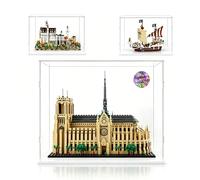 AAABOX 50x30x40 Transparent Acrylique Vitrine Collection Figurine Modèle | pour Lego Notre Dame 21061,Chateau Neuschwanstein 21063,Vogue Merry One Piece 75639,71411,31109,42670,60419,76294,Base Blanc