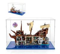 AAABOX Grande Vitrine pour Collection,Boîte de Présentation Acrylique pour Jaws Les Dents de La Mer 21350,Goonies Bateau 21363 (65x25x40cm,Base Bleue)