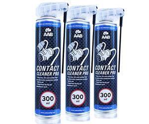 AAB Contact Cleaner PRO 300ml - 3 Pièces - Agent Puissant De Nettoyage Des Contacts - Spray Contact Electrique, Nettoyage Moteur, Desoxydant Electronique, Nettoyant pour Carburateur, Moteur