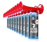AAB Signal Horn - 10 Pièces - Extraordinaire Klaxon Corne de Brume de Air Comprimée, Jusqu'à 120 Bips, Corne de Brume, Trompette Supporter, Corne de Supporter, Corne de Brume à Gaz Ininflammable
