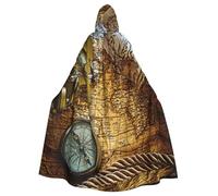 AABBfdg Cape à capuche unisexe avec boussole et vieille carte du monde pour cosplay, Halloween, robe d'uniforme pleine longueur