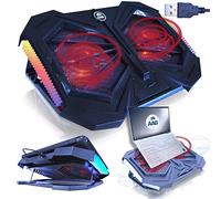 AABCOOLING Mantis - Éclairage RVB, Ventilateur PC Gamer, Refroidisseur PC Portable avec 2 Ventilateurs et Rétroéclairage LED Rouge, Support Ordinateur Portable Gaming 10" à 15,6", Accessoires PC