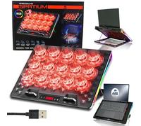 AABCOOLING SPATIUM - 15 LED Ventilateurs Silencieux, Efficaces - Côté éclairé RVB -Refroidisseur PC Portable 9 à 17" - Réglage de 5 Hauteurs - Refroidissement Efficace - pour Le Jeu et Le Bureau