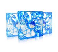 AABCOOLING Super Silent Fan 14 Blue - Ventilateur 140mm pour Boîtier PC avec LED Bleues, 12V, 4 Pads Anti-Vibrations, 14cm, 8,6 DB(A), 80 m3/h - 3 Pièces