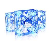 AABCOOLING Super Silent Fan 8 Blue LED - 80mm Ventilateur pour Boîtier avec 4 Pads Anti-Vibration et LED Bleues, 12V, Ventilation PC, 8cm, 13,9 dB(A), 33 m³/h - Lot de 3 Pièces