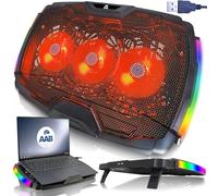 AABCOOLING Vela - Refroidisseur Ordinateur Portable 10-17" - 3 LED Ventilateurs Silencieux, Efficaces - Côté éclairé RVB - 2 Niveaux D'inclinaison -Refroidissement Ultra Rapide -Léger et Efficace