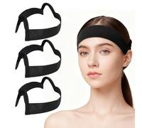 AABDTYYD 3 Pièces Noir Bandeau Perruque & Support Perruque, Bandeau Élastique Confortable avec Découpes pour Oreilles, Maintien Sécurisé et Naturel pour Perruques