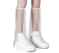 AABDTYYD 5 Paires Surchaussures Jetables Imperméables, Bottes PE Haute avec Élastiques (Transparent 46x39cm) - Taille Adulte 37-43, 18g/Paire pour Voyages & Parcs
