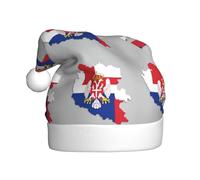aabkjgfr Chapeau de Père Noël Map01 imprimé drapeau de la Serbie, doux et confortable, adapté pour les fêtes du Nouvel An, à l'intérieur et à l'extérieur.