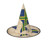 aabkjgfr Chapeau de sorcière avec drapeau des îles Salomon avec lignes croisées imprimées pour adultes, convient pour les fêtes, le carnaval, le bal masqué, les jeux de rôle