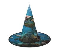 aabkjgfr Chapeau guide imprimé tortues de mer, chapeau de sorcière d'Halloween pour adulte, adapté pour les fêtes, le carnaval, le bal masqué, les jeux de rôle