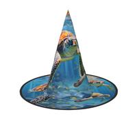 aabkjgfr Chapeau guide imprimé tortues de mer, chapeau de sorcière d'Halloween pour adulte, adapté pour les fêtes, le carnaval, le bal masqué, les jeux de rôle
