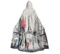 aabkjgfr Paris Street Tower Peinture Imprimée Halloween Costume de sorcière vampire adulte Utilisé pour les fêtes, bal masqué, carnaval, fête costumée, jeu de rôle
