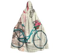 aabkjgfr Peignoir de sorcière d'Halloween imprimé tour Eiffel, costume de magicien vampire pour adulte, utilisé pour les fêtes, les mascarades, le carnaval, les fêtes costumées, les jeux de rôle