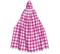 aabkjgfr Robe de sorcière d'Halloween à carreaux roses, costume de magicien de vampire pour adulte, utilisé pour les fêtes, les mascarades, les carnavals, les fêtes costumées, les jeux de rôle
