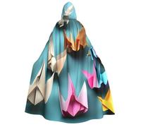 aabkjgfr Robe de sorcière d'Halloween avec impression grue en papier origami, costume de magicien vampire pour adulte, utilisé pour les fêtes, les mascarades, les carnavals, les fêtes costumées, les
