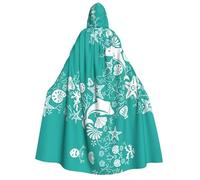 aabkjgfr Robe de sorcière d'Halloween avec imprimé dauphins, fleurs, mer, étoile de mer, coquillages corail, costume de sorcière vampire pour adulte, utilisé pour les fêtes, les mascarades, les fêtes