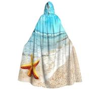 aabkjgfr Robe de sorcière d'Halloween avec imprimé étoile de mer et plage de mer, costume de magicien vampire, utilisé pour les fêtes, les mascarades, les fêtes costumées, les jeux de rôle