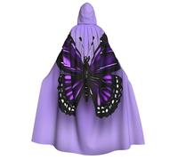 aabkjgfr Robe de sorcière d'Halloween avec imprimé papillon violet onirique, costume de magicien vampire pour adultes, utilisé pour les fêtes, les mascarades, les carnavals, les fêtes costumées, les